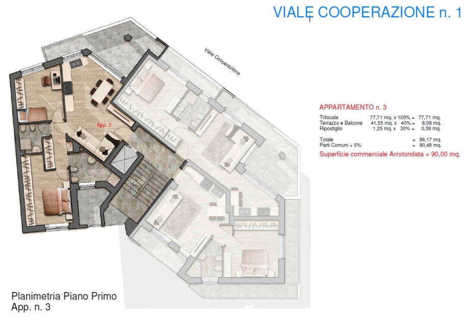 Appartamento in palazzina di 3 locali 