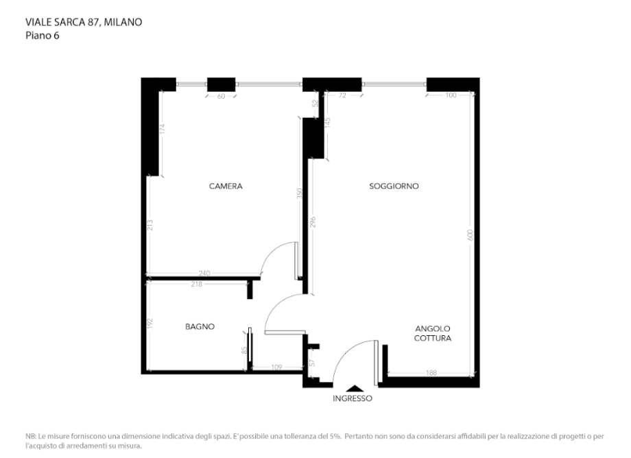 Appartamento in condominio di 2 locali MILANO di 49 mq