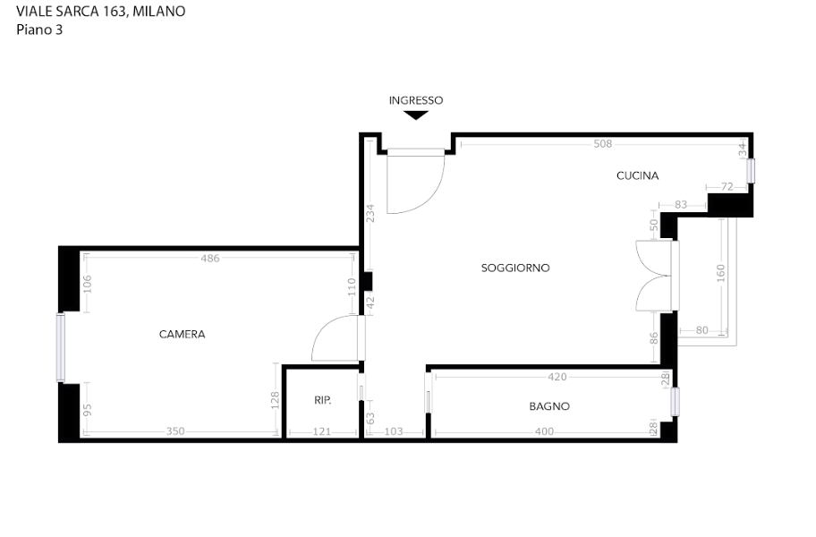 Appartamento in condominio di 2 locali MILANO BICOCCA di 58 mq