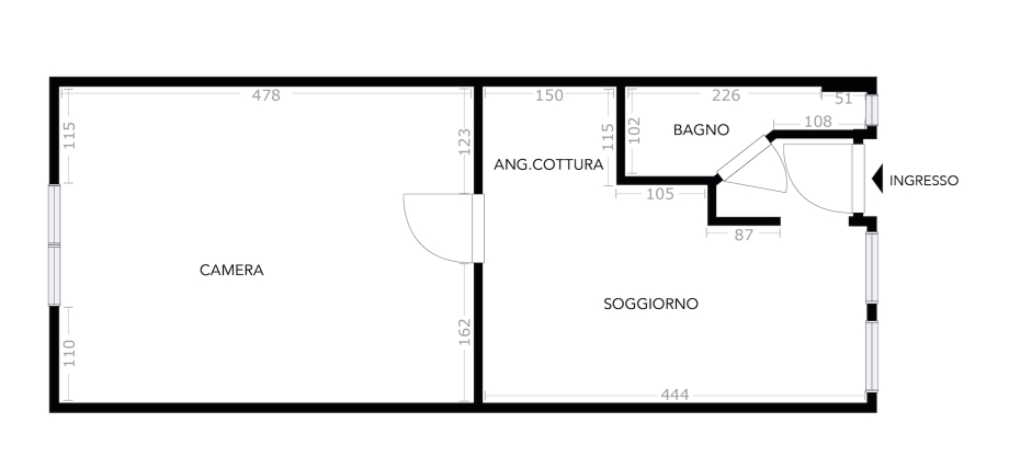 Casa di ringhiera di 2 locali 