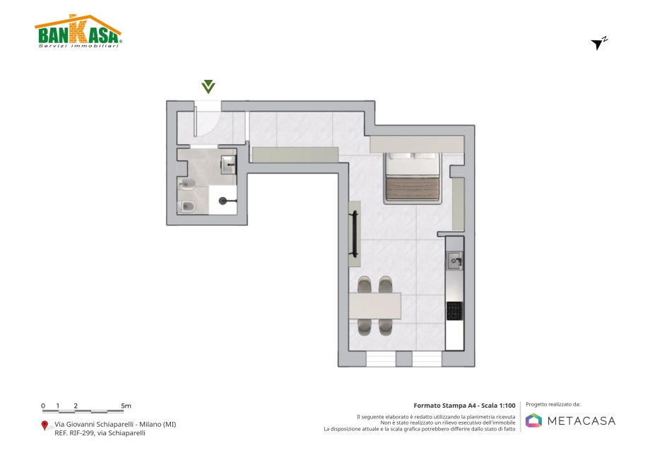 Appartamento in condominio di 1 locale 