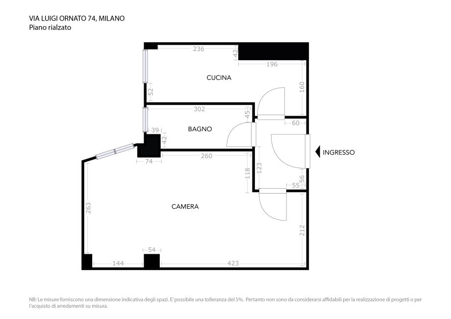 Appartamento in condominio di 1 locale 