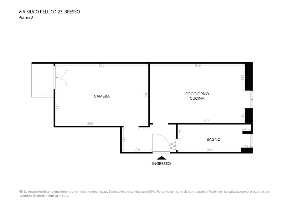Appartamento in palazzina di 2 locali 