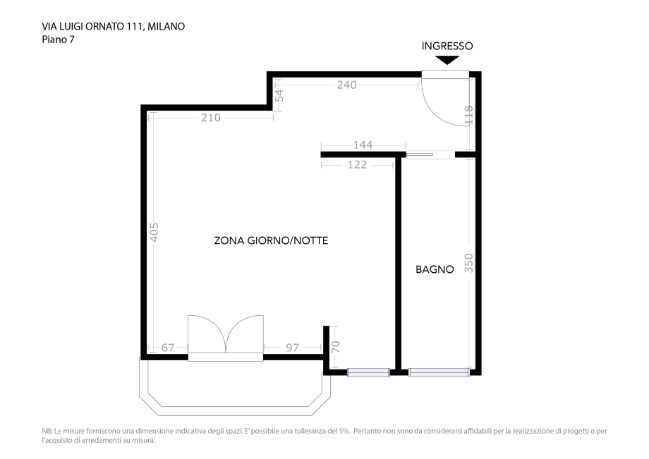 Appartamento in condominio di 1 locale 
