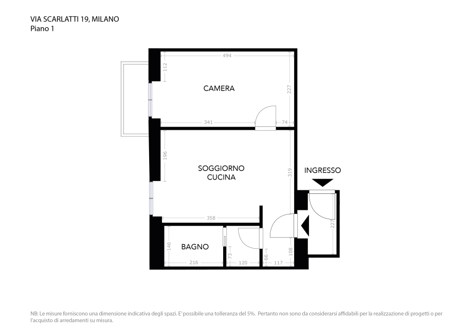 Appartamento in condominio di 2 locali 