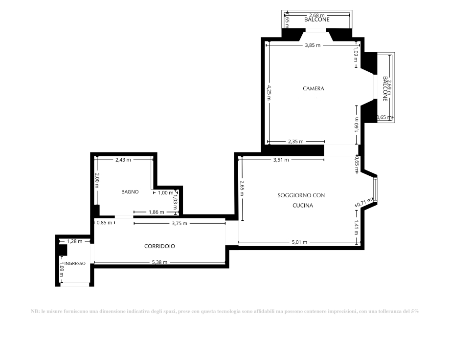 Casa di ringhiera di 2 locali 